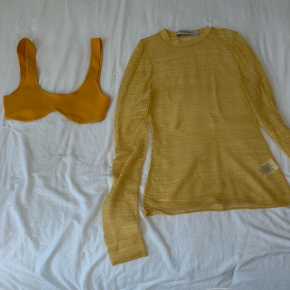 Yellow Sheer Knit Top with under tank - Picture 10 of 13